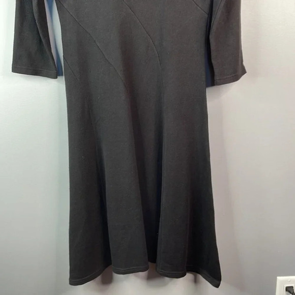 JONES NEW YORK Knit Sweater Dress Black Midi 3/4 Sleeve Fit Flare Witchy M - Picture 4 of 10